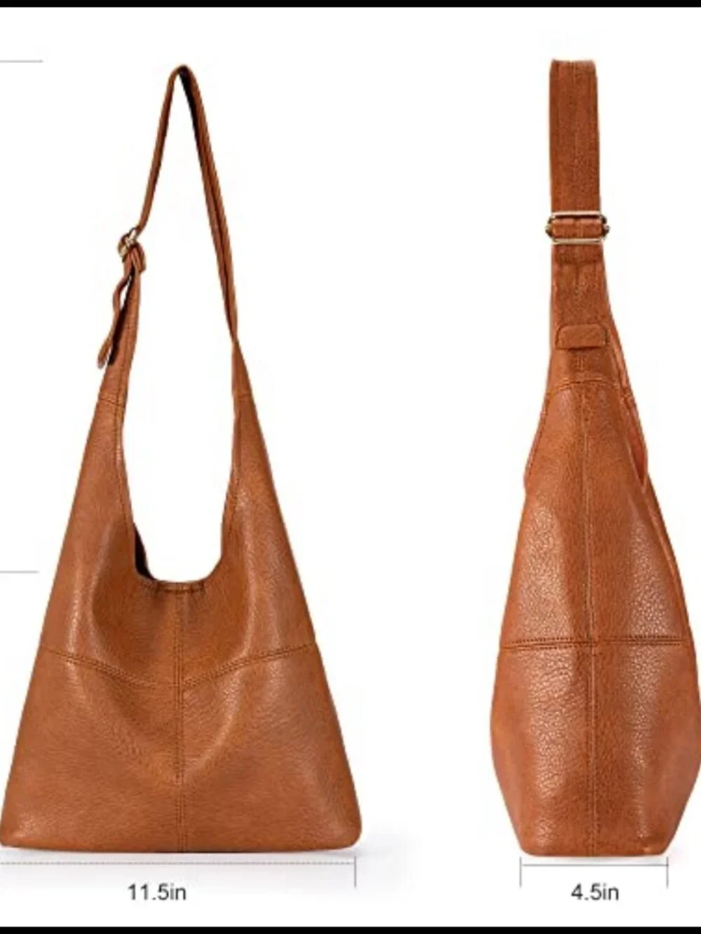 Pebbled Vegan Leather Hobo Shoulder Bag & Wristlet Set Slouchy Purse